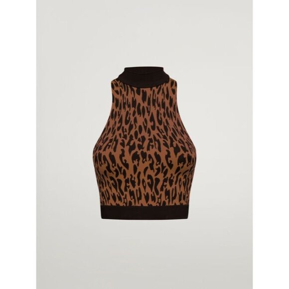 NWT Wolford Sleeveless C2C Leopard Top Coffee /Black Size XS - Picture 1 of 4